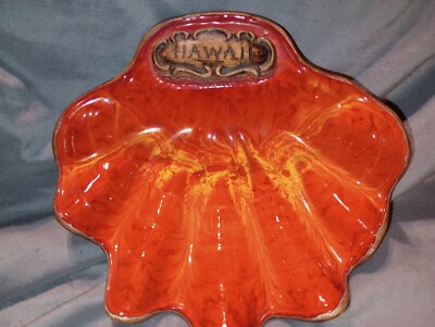 Vintage Maui, Hawaii 1970s Treasure Craft Ceramic Shell Dish / Ashtray 