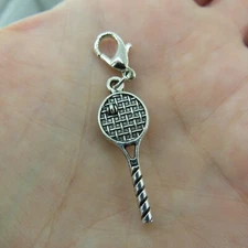 TENNIS RACKET Charm Zipper Pull Keychain Add On Clip Dangle Sports Ball Team