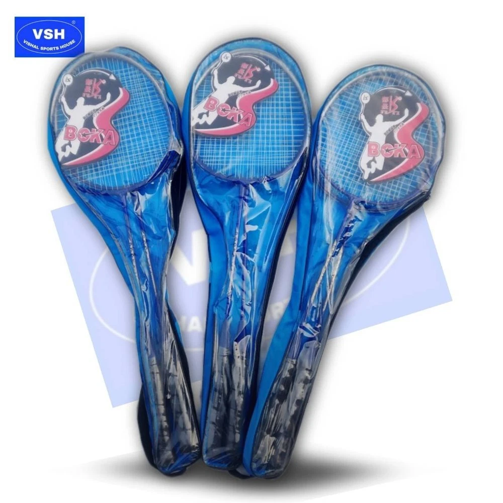 Rubber Boka Badminton Racket 150 Gm Racket Cover Aluminium Fitness