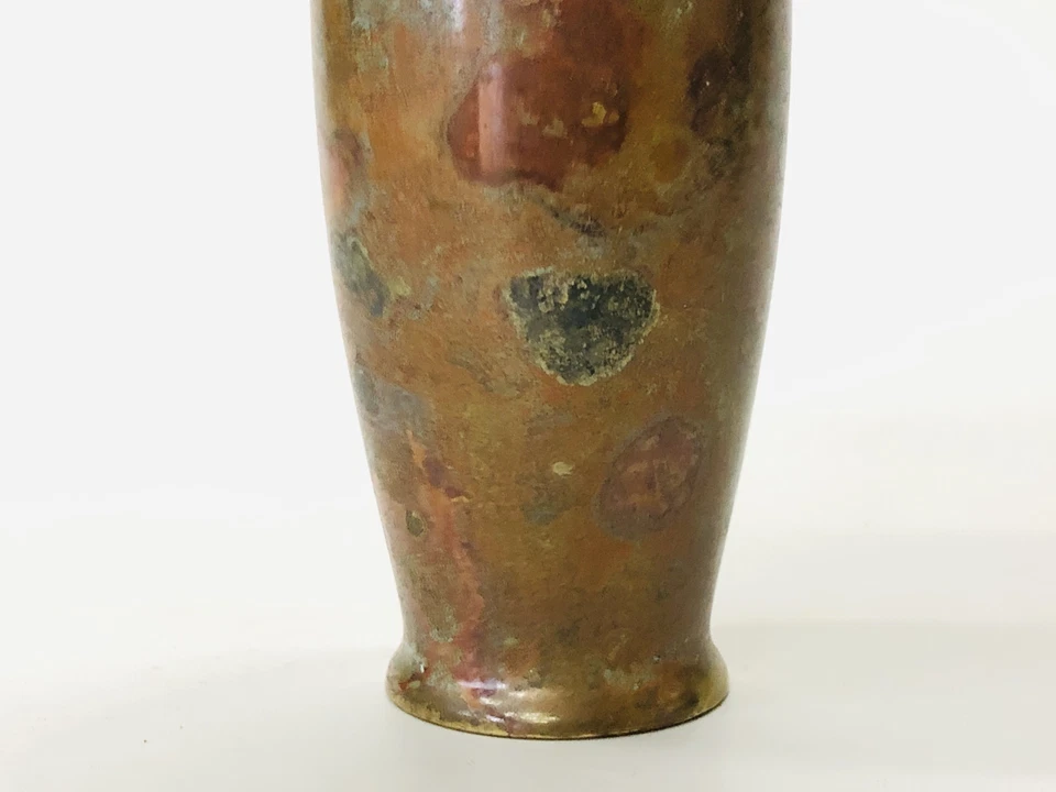 Y5287 FLOWER VASE Copper Murashido Japan ikebana antique interior decor vintage - Image 4 of 4