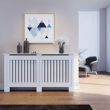 Chelsea Radiator Cover Modern Slatted Grill Slat White Painted MDF Cabinet Cover