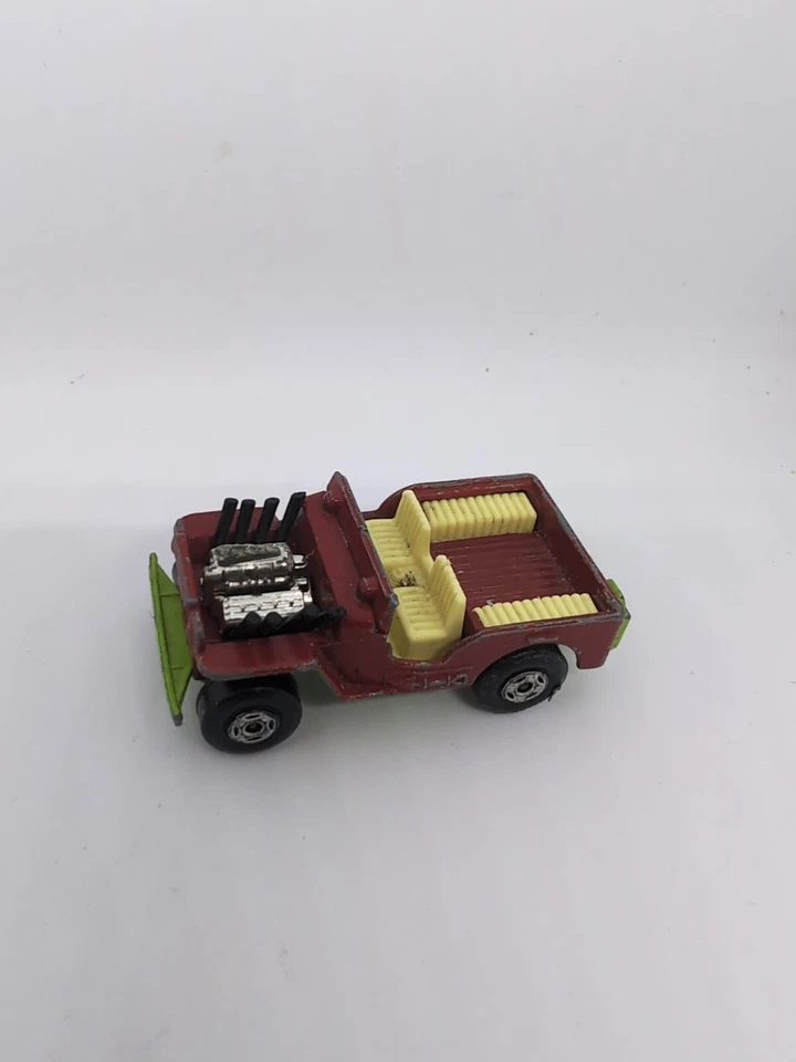 Супербыстрый красный спичечный коробок No2 (A) Jeep Hot Rod 1971 красный зеленый - Изображение 2 из 4