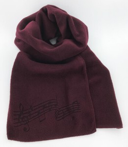 Burgundy-Fleece-Music-Notes-Winter-Scarf-Laser-Etched-Men-039-s-or-Women-039-s-Maroon
