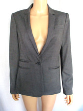 Ann Taylor Jacket Blazer Size 4 Gray Fully Lined Nailhead Pattern Polyester