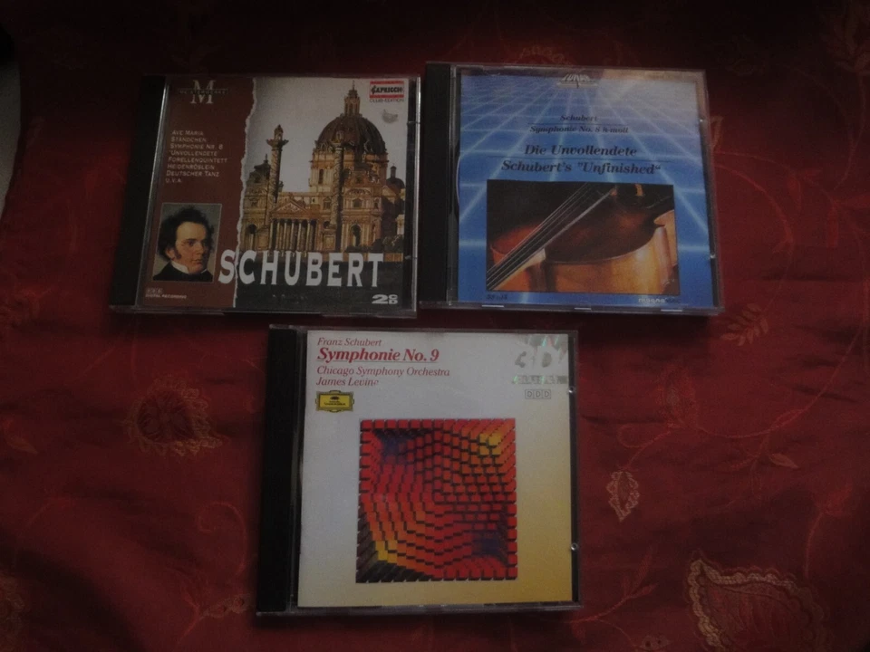 FRANZ SCHUBERT 3x CDs Meisterwerke + Symphonie No. 9 CD + Die Unvollendete CD