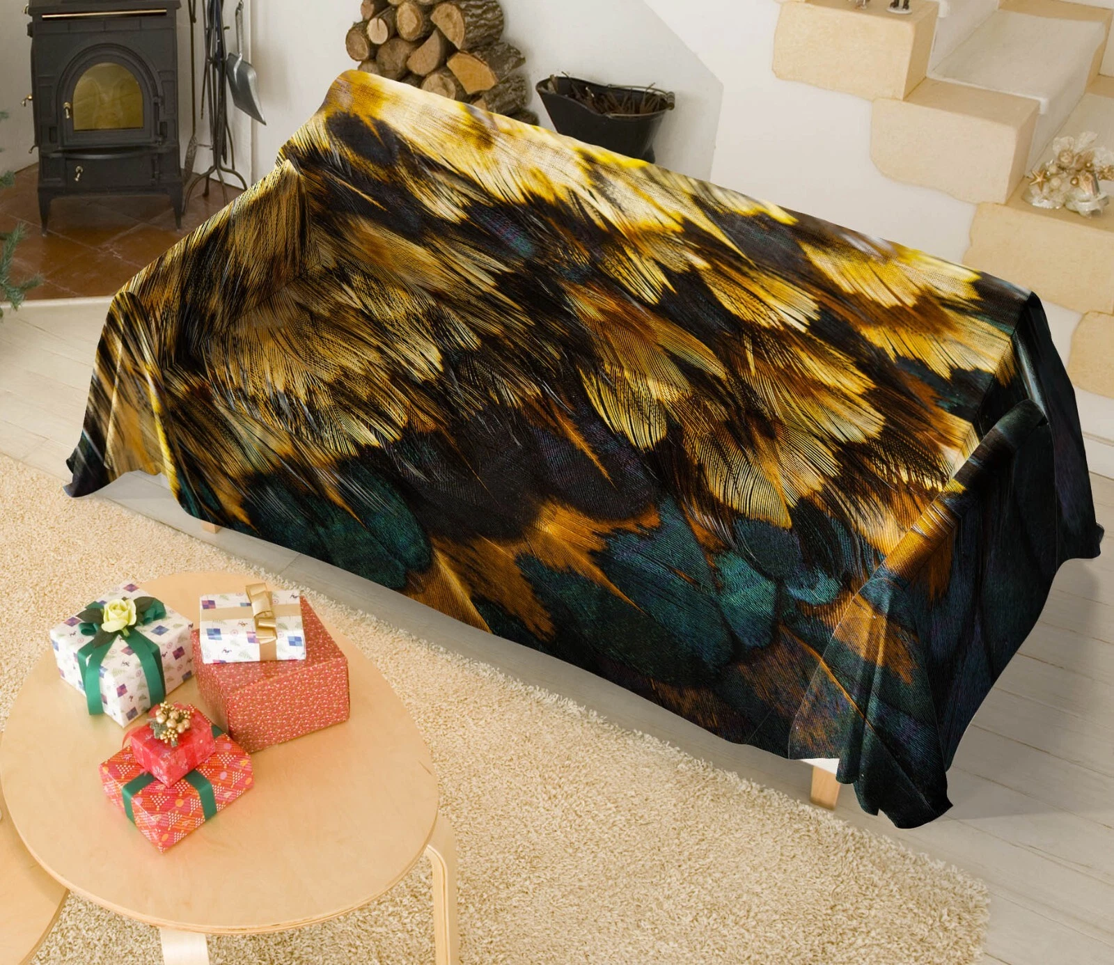 3D Art Feather N2828 Sofa Cover High Stretch Lounge Slipcover Protector Couch