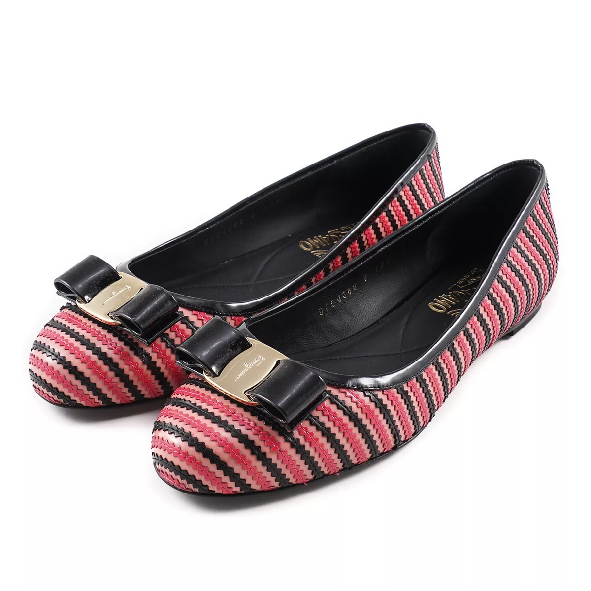 Salvatore Ferragamo Varina Zigzag Leather Ballet Flats 10B NIB 775 Shoes