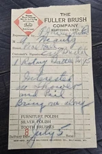 Vintage Pool hall Bar Customer The Fuller Brush Company Receipt Billhead