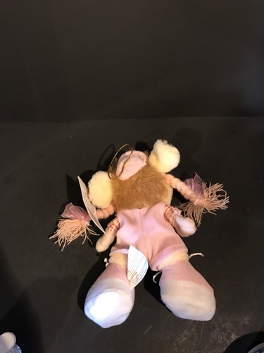 MOUSE Braided Pigtails Plush Yellow Mouse w Pink Velvety outfit Shoes Bow Tag 8" - Picture 3 of 5