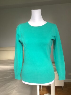jackie crew neck pull over cotton spandex long sleeve sweater small 