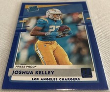 2020 Donruss Football Joshua Kelley Los Angeles Chargers Press Proof Blue Rookie