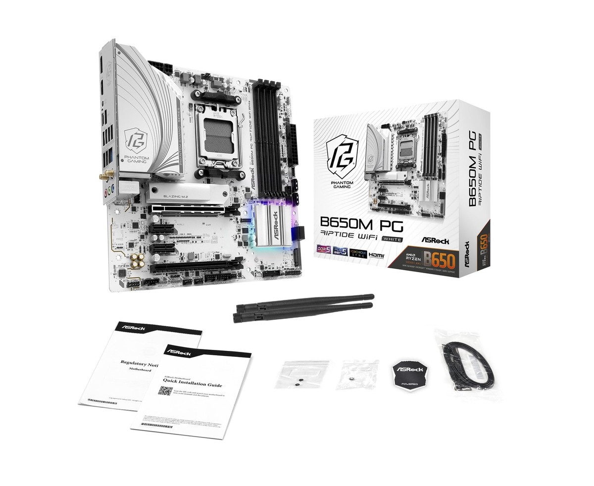 ASRock PG RIPTIDE WIFI White AM5 Micro-ATX Motherboard, DDR5 Brand B650M |  eBay
