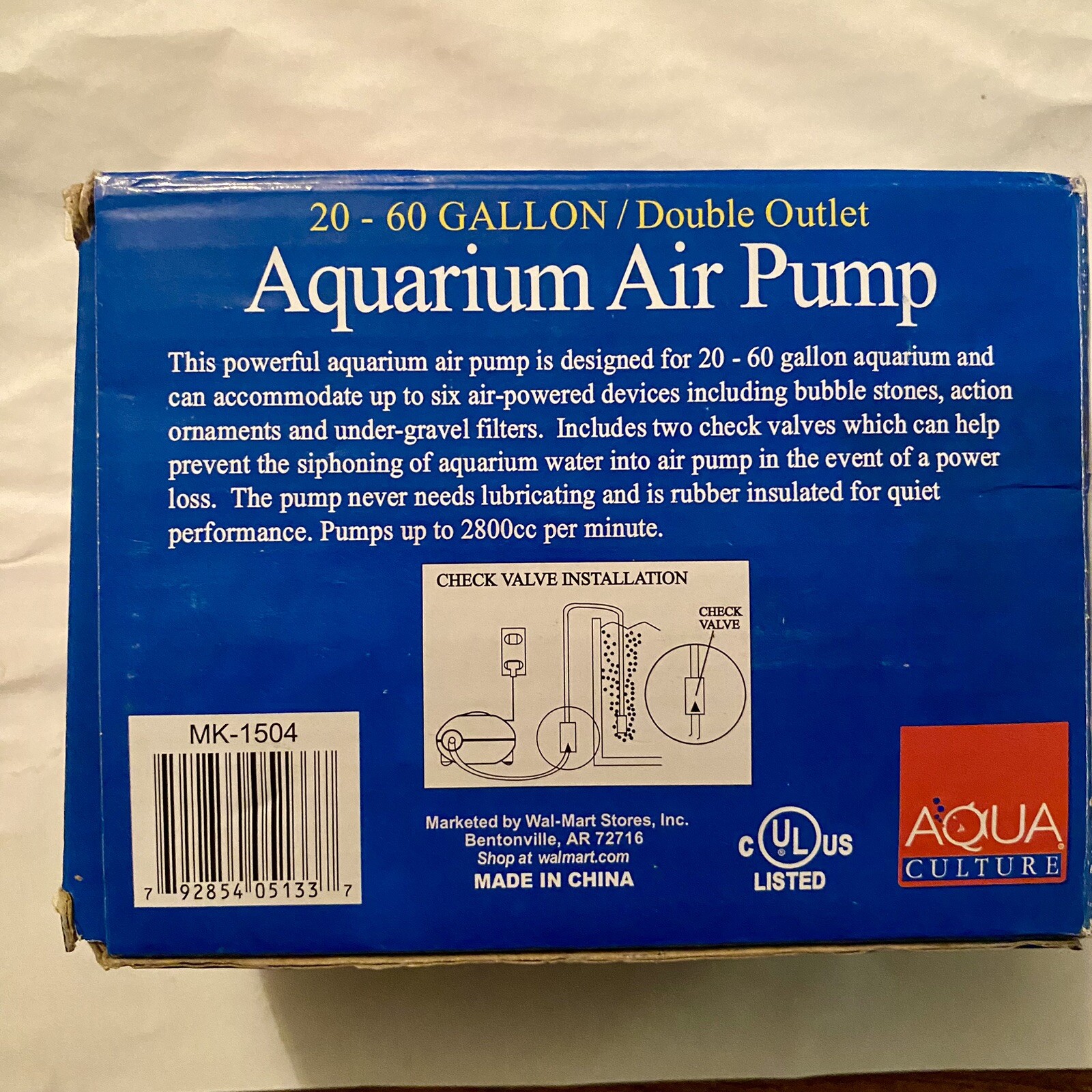 Aqua Culture Aquarium Air Pump MK1504 2060 Gallon Double Outlet New