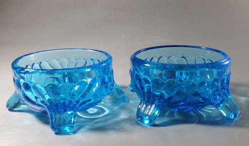 2 Imperial Glass CAPRICE BLUE Open SALT Dishes Excellent Condition, 70s Era - Picture 3 of 6