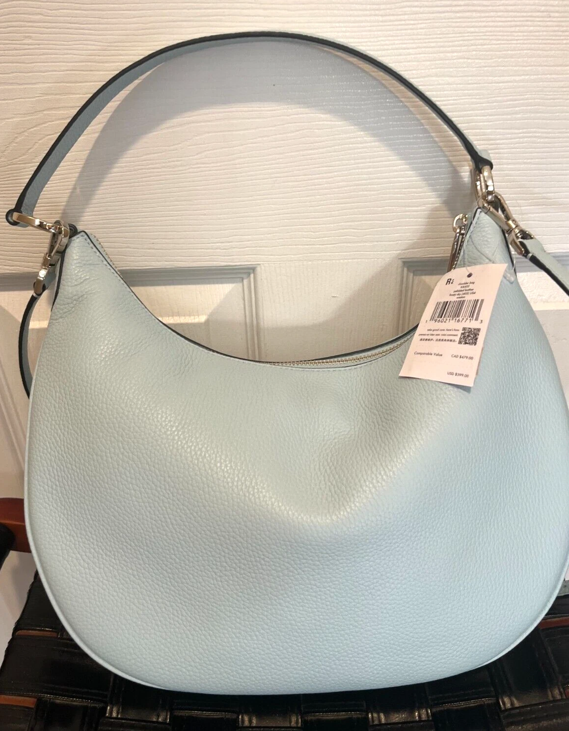 Borsa a tracolla Kate Spade Weston in pelle "Frosty sky" blu nuova con etichetta