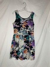 Guess mini dress skater style M tank top pleated skirt watercolor print