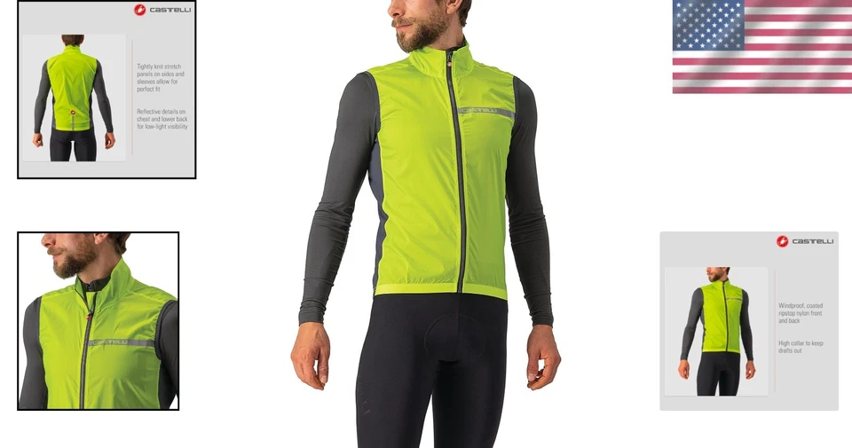 Close-to-Body Men's Cycling Vest with Stretch Panels - Perfect for Cool Weather - Image 2 of 4