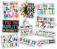 10pcs Hidden Disability & Awareness Sticker Empowering Quotes Inclusion Support