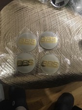 4x Stickers Bbs Wheel Cap Centre Emblems 65mm Sticker Gold White Brand New