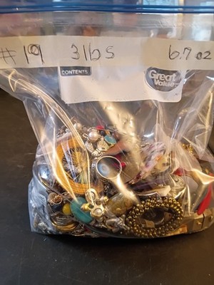 3LBS Junk Costume Jewelry Lot Broken Tangled Repurpose Repair Vintage #13