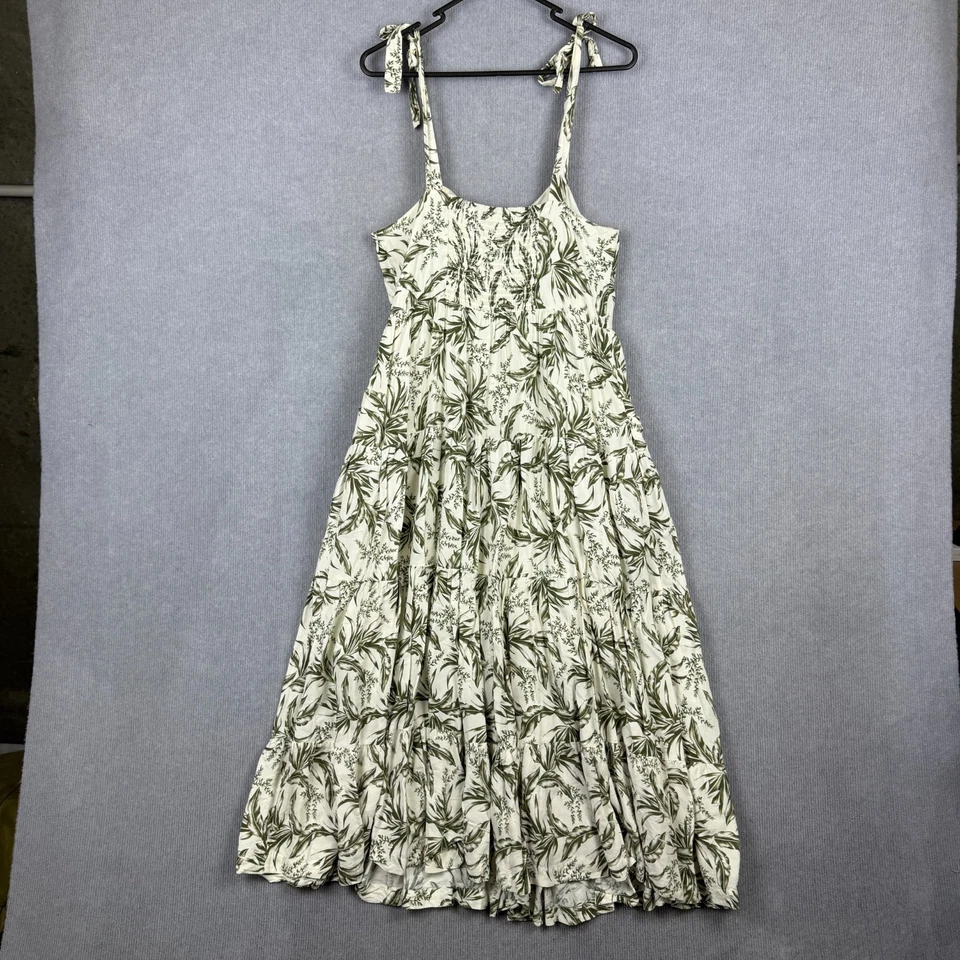 Платье женское French Connection 12 зеленое белое ботаническое многоярусное халат вискоза - Изображение 4 из 4