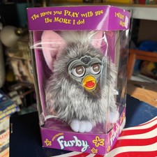 Vtg 1998 Furby Model 70-800 Gray pink ears white feet Owl Brown Eyes NEW Sealed