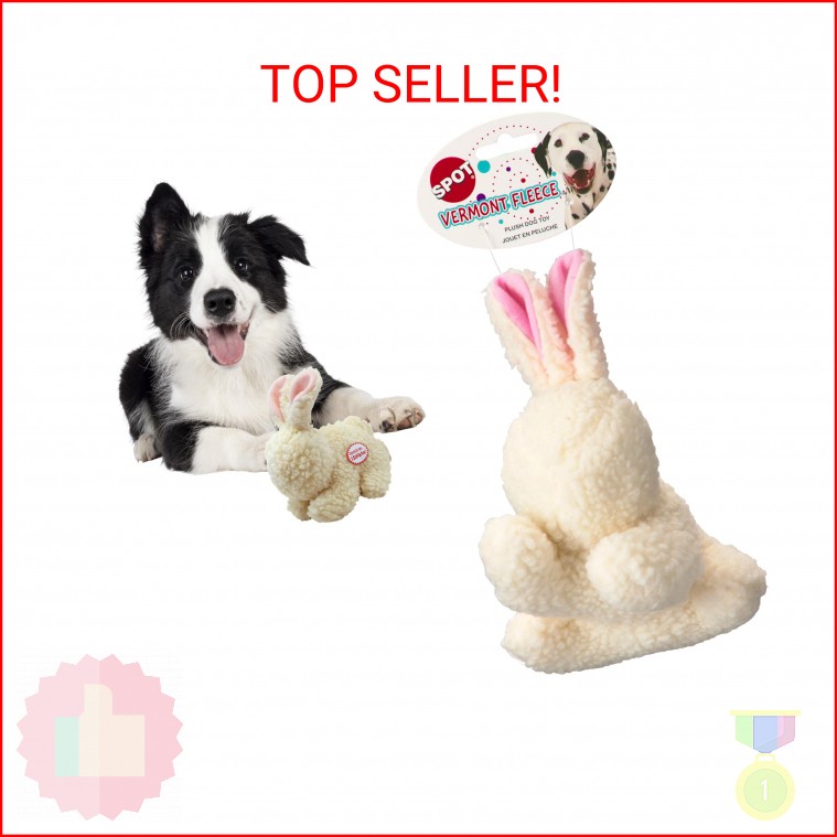 SPOT 6in Vermont Style Fleece Rabbit Dog Toy &ndash; Soft Comfort Plushie for Small Do
