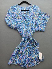 Cupshe Women Swim Cover Up Size M Blue Abstract Wrap Style