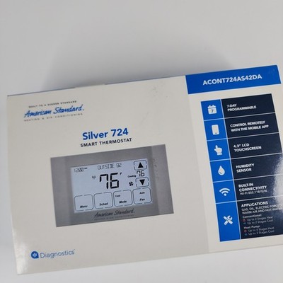 American Standard Silver 724 Smart Thermostat Wi-Fi Touchscreen ACONT724AS42DA