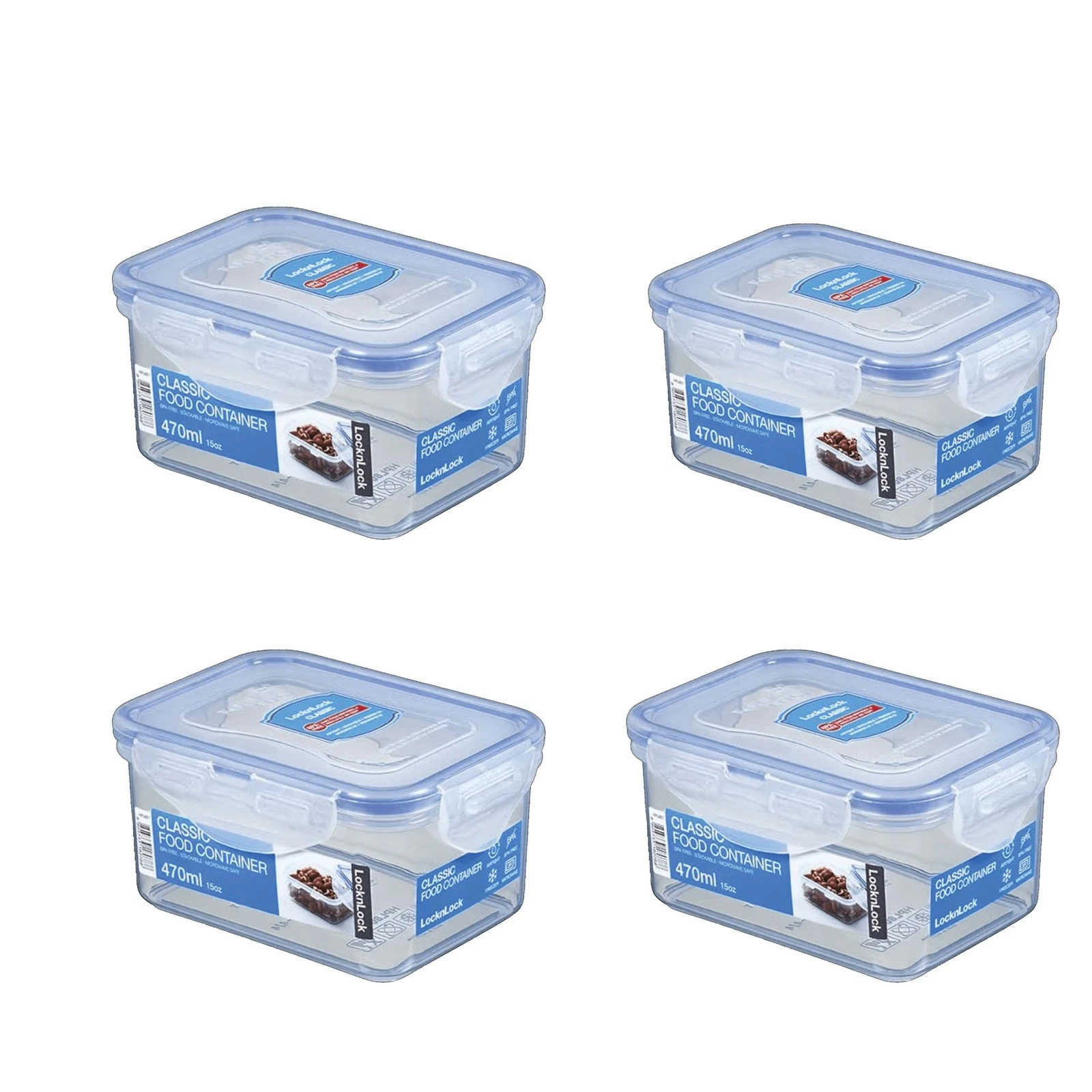 LocknLock Classic Rectangular Airtight Food Storage Container Box 470ml x 4 Pack
Opens in a new wind