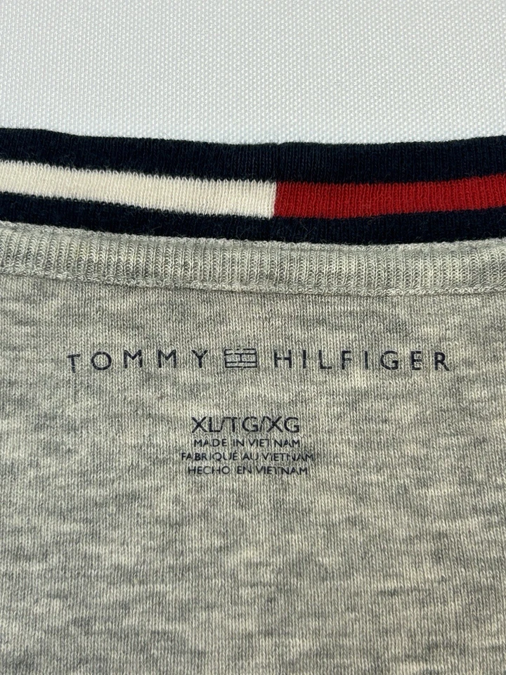 Tommy Hilfiger Camiseta Top Mujer XL Gris Manga Corta Cuello en V Rayas Camiseta Foto 3 de 4