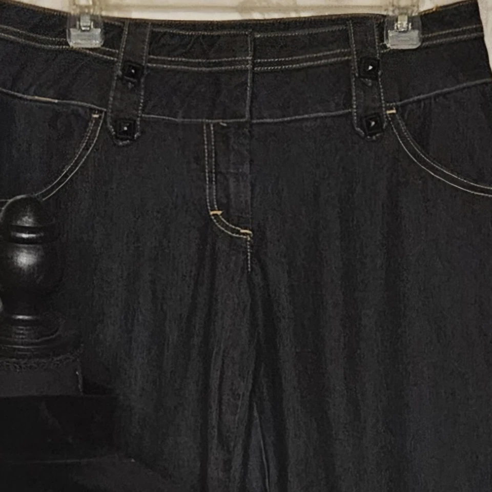 wmns Y2K Bisou Bisou Indigo Wide Leg denim dress jeans w/embellishments so 10 - Image 3 of 3