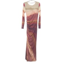 Shein Women’s M Long Sleeve Ruched Bodycon Maxi Dress Multicolor Tie Dye