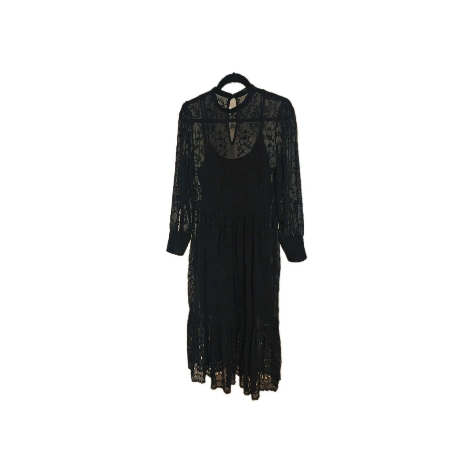 Vestido midi de encaje negro J Crew/sin cordones a juego talla 8 excelente estado Foto 2 de 4