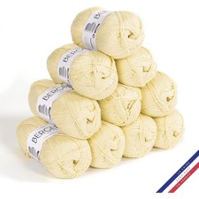 10 pelotes de laine - Paille - 100% coton bio - 3mm - Tricot et crochet - Bergèr
