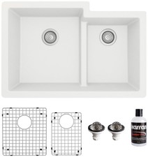Karran USA QU-811-PK1 Quartz QU 32" Undermount Double Basin - White