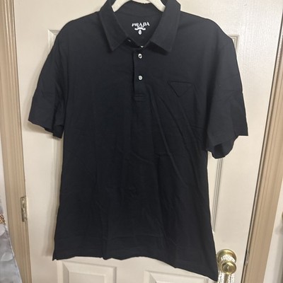Men s Black Prada Polo Shirt Size XL Slim Fit ￼