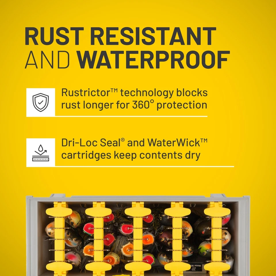 Caja utilitaria Plano EDGE Frog gris amarillo impermeable almacenamiento de aparejos 50 cebos Foto 3 de 4