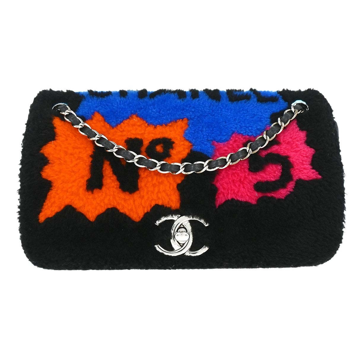 Chaim Chanel Black Shearling Supermarket Comic Flap Bag 196910 | eBay
