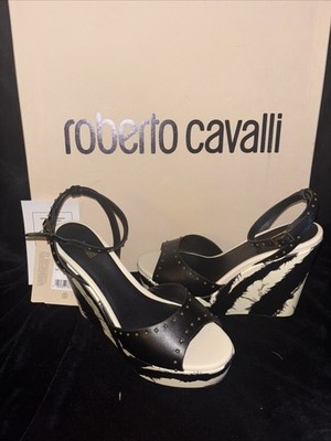 Robert Cavalli Freedom -print Studded Wedge NWT Sz 40