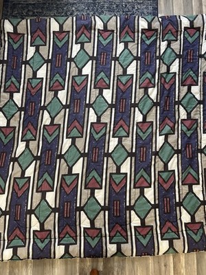 Vintage 80's 90's Abstract Color Paint Strokes Geometric Comforter Aztec 82 x84 