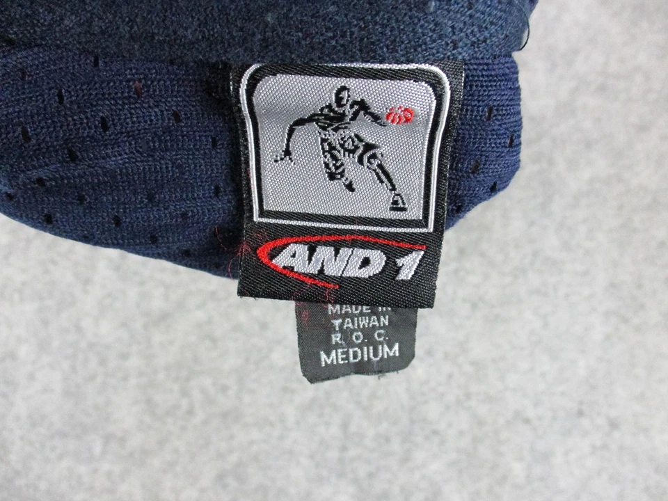 AND1 Basketball Jersey Mens Medium Navy Blue Red Sleeveless Mesh Vintage 90s - Image 4 of 4