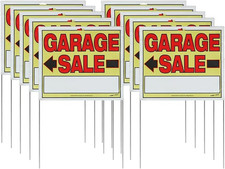 3905 Garage Sale Sign, Assembled with Metal U-Stake, Double Sided, 14" X 22" In