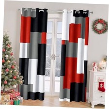 Black 100 Blackout Curtains for Bedroom 84 inch 52"W x 84"L Pack of 2 Red