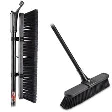Hot selling quality,18" Multi-Surface Push Broom Black Fibers Red Steel Handle