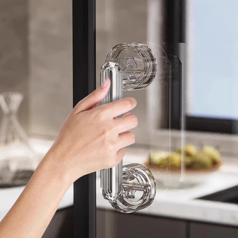 4 Maniglie Per Porte In Vetro Senza Foratura | Clip Adesive Per Vetri 4-6 Mm In Argento
