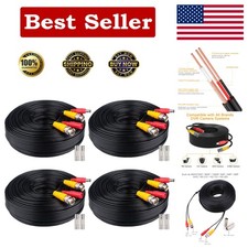 BNC Cable 4x100FT - Siamese Video  Power Wire for 5MP CCTV Systems