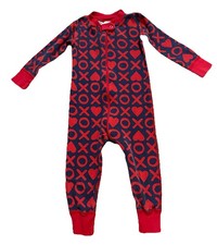 GUC Hanna Anderson 2T Toddler Sleep Suit Pajama Zipper XO Valentines Love Unisex