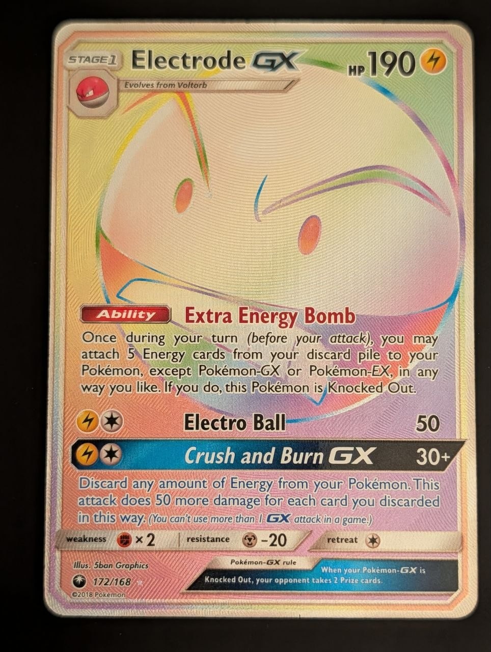 Electrode GX 172/168 SM Celestial Storm Full Art English 2018 Secret Rainbow NM