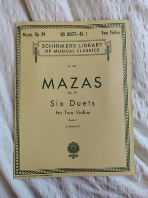 Mazas 6 Duets Op 39 Book 1 Violin Duet Sheet Music Book 050254380